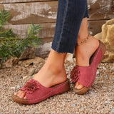 Breakj Size Women's Shoes Spring / Summer 2025 New Slope Heel Open Toe Wearing Slippers Female