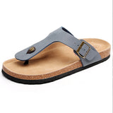 Women Cork Slippers PU Leather Woman Sandals Fashion Flip Flops For Women Mule Clogs Slippers Female
