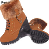 Autumn Women's Ankle Boots Female High Heels Shoes Flock Fashion Zipper Chunky Heels Short Botas for Ladies Casual