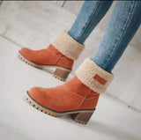 Breakj Boots New Autumn And Winter Plus Velvet Warm Two Wear Women's Boots Thick Heel Middle Boots Large Size Snow Boots