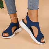 Breakj Sandals Women 2025 Summer New Thick Bottom Slope With Fish Mouth Net Breathable Lady Wearing