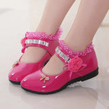 Girls Shoes Spring Autumn Princess Lace PU Leather Shoes Cute Bowknot Rhinestone for 3-11 Ages Toddler