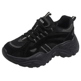 Blue Sneakers Women Spring 2021 PU Leather Ladies Platform Shoes Height Increasing Fashion Solid Color Chunky
