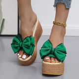 Women Slippers Fashion Pee Toe Summer Shoes Butterfly-knot High Heels Women Slides Platform Wedges Ladies Women Shoes