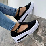 Women's Sandals Vintage Wedge Shoes Woman Buckle Strap Straw Thick Bottom Flats Platform Sandals Flock Sandalias