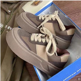Breakj Version Of Pure Color Bread Shoes Female Dad Shoes Comfortable And Versatile Thick Platform Student Couples Commuting Fashion Hot