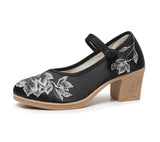 Breakj New Embroidered Cloth Shoes With High Heel Embroidered Shoes With Horse Face