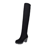 Woman Sock Boots Heels Over The Knee Botas Feminina Woman Long Elastic Botines autumn Winter New Brand Knitting