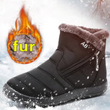Boots Women Shoes Warm Plush Fur Ankle Boots Winter Female Slip On Flat Casual Shoes 2020 Waterproof Ultralight