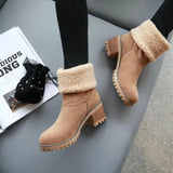 Breakj Female Boots 2023 Autumn And Winter Mid-Crowded Thick Heeled Snow Boots Women Cotton