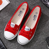 Canvas Shoes Shallow Flat Vulcanized Shoes Fashion Comfortable Lace-Up Casual Breathable White Black Shoes Female 2021
