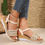 Breakj Wedge Sandals Women 2024 Summer New Platform One-Line Buckle To Wear Roman Beach
