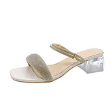 Breakj New Summer With High-Heeled Sandals Water Dew Toe Shows Coarse And High Square Head Lady Legs