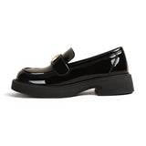 Breakj New Spring And Autumn Web Celebrity Burst Fire Thick Bottom British Small Leather Shoes Women Thick Heel Black Loafers A Foot Pedal Single