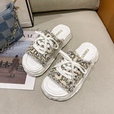sandals women 2022 new trend design slippers women fashion summer platform women sandals outdoor canvas beach shoe women's