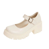 Janes Women's Patent Leather Pumps Ladies Lolita Shoes Woman Waterproof Platform Cosplay High Heels Female Vintage