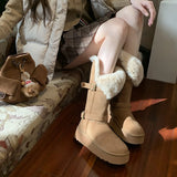 Breakj With Thick-Sleet Hair Edge To Keep Warm Cotton Shoes In The Long-Singed Snow Boots Women Winter