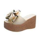 Women Slippers Fashion Pee Toe Summer Shoes Butterfly-knot High Heels Women Slides Platform Wedges Ladies Women Shoes