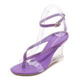 Breakj High Heels Female Summer New Korean Version Of Versatile Summer Women's Shoes A Word Buckle Simple Wedge Sandals