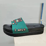 Summer High-heeled Thick Soled Slippers Women's Cute Cartoon Bear Heightening Sandals Shoes Woman Heels Summer Slipper