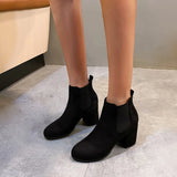 Suede Pointed Toe High Top Boots Square High Heels Women Autumn Winter Casual Ankle Boots Womens Platform