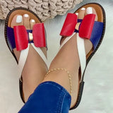 Spring And Summer New Flat Bottom Matching Color Bow Tie Lady Sandals And Slippers Large Size Women's Shoes Flat Bottom