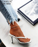 New High-heeled Shoes Heel Large Square Head Solid Color Pinch Toe Women's Shoes High Heel Women's Sandals Shoe for