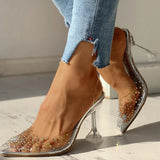 Crystal Transparent women's sandals comfortable Ladies Peep Toe party sandals High Heel Shoes Fall protection Non-slip heel