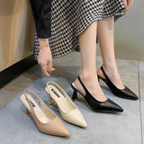 Breakj Spring And Summer New Pointed High-Heeled Shoes Women's Fine Heel Head Sandals Behind The Empty Shallow Single Shoes Women