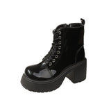 Breakj 2025 Autumn And Winter New British Style And Tie Martin Boots Women Thick Bottom High And Fashion Short