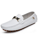 Men Leather Shoes Slip on Driving Flats Men Casual Shoes Mens White Moccasins Soft Sole Lazy Shoes Big Size