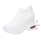 Women Sneakers Breathable Female Knitted Shoes Thick Bottom Walking Shoes Soft Comfortable Spring Air Cushion Summer Casual