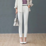 Pants Fashion 2020 Spring High Waist Office Lady Trousers Workwear Ankle-length Casual Woman Stretchy Slim Pencil