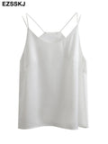 Acetate sling vest summer satin O-neck straps women bottoming camisole shirt loose outer wear out shirt