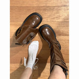 Breakj Design After Zipper Simple Boots 2025 Autumn And Winter Solid Color Round Head High Boots Wearing Horse Rider