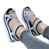 Breakj New Large-Size Thick-Soled Sandals Women's Flat-Bottomed Magic Sticker Women's Beach