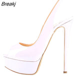 Women Pumps New 14CM Platform High Heels Sexy Gold Silver Crocodile Pattern Open Toe Sandals Gladiator Party Dress Woman