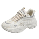 Blue Sneakers Women Spring 2021 PU Leather Ladies Platform Shoes Height Increasing Fashion Solid Color Chunky