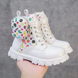 Breakj And Girl Baby Fashion Pocket Martin Boots 2023 New Cute Round Head Side Zipper Short Fashion