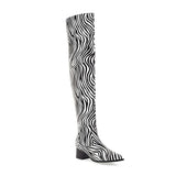 Autumn and Winter Women's European and American Fashion New Pointed Toe Thick Heel Over The Knee High-top Women's