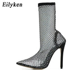 2023 New Women High Heel Ankle Boots Sandals Sexy Pointed Toe Elastic Booties Female Stiletto Summer Botas De