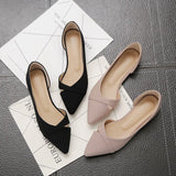 Women Flat Shoes Pink Black Solid Color Suede Pointed Toe Office Ladies Flat Heels Zapatos Para