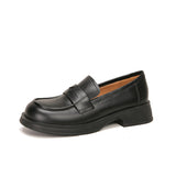 Breakj New Thick Heel British Style Retro Shallow Single Shoes Platform Lazy Loafers Women Korean Version Of Small Leather Shoes