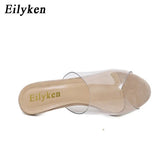 2022 New PVC Jelly Sandals Crystal Open Toed Sexy Thin Heels Crystal Women Transparent Heel Sandals Slippers