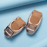 Autumn Women Soft ballet Flat Shoes PU Leather Square Buckle Womens Foldable Loafers Woman Green