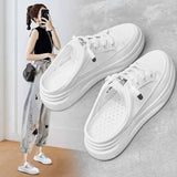 half slippers women's outer wear fashion 2021 new summer women's shoes mesh breathable white shoes Korean shoes