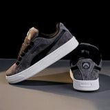 Breakj Outdoor Ethnic Shoes Spring Rubber Square Head Imitation Leather Artificial PU Leather Low Top
