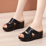 Heel Sandals Slippers Women's 2023 Summer New Style Muffin Thick-Soled Waterproof Platform Women's Outer Wear Medium Heel Large Size 4143