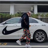 Elastic Waistband Loose Harem Embroidery Tie Dye Contrast Jogger Pant Women Man Streetwear Korean Harajuku Punk Hip