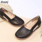 Women's Flat Shoes Wedge Sandals New Hollow Breathable Summer Casual Shoes for Woman Retro Plus Size Comfortable Walking